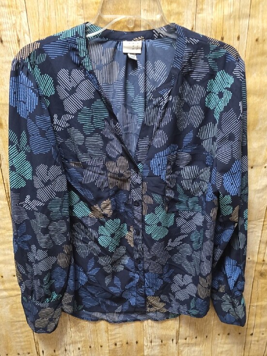 a new day Tops - A New Day | Women's | Navy | Floral Print | V-Neck Blouse | Size XXL